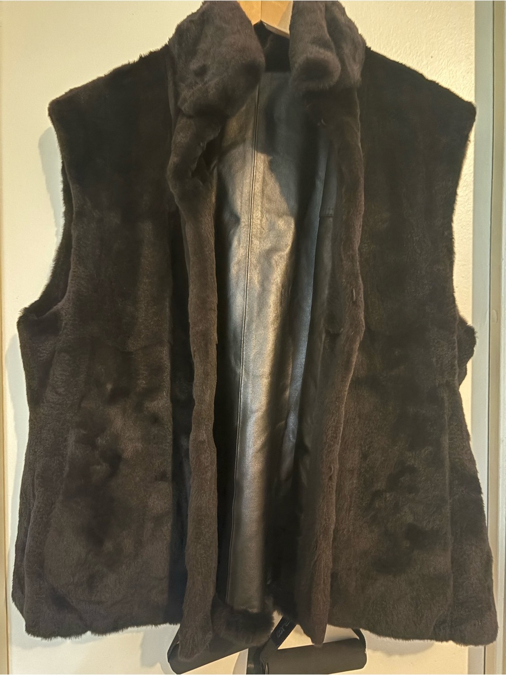 Vintage Chosen Shearling Sheepskin vest black women's